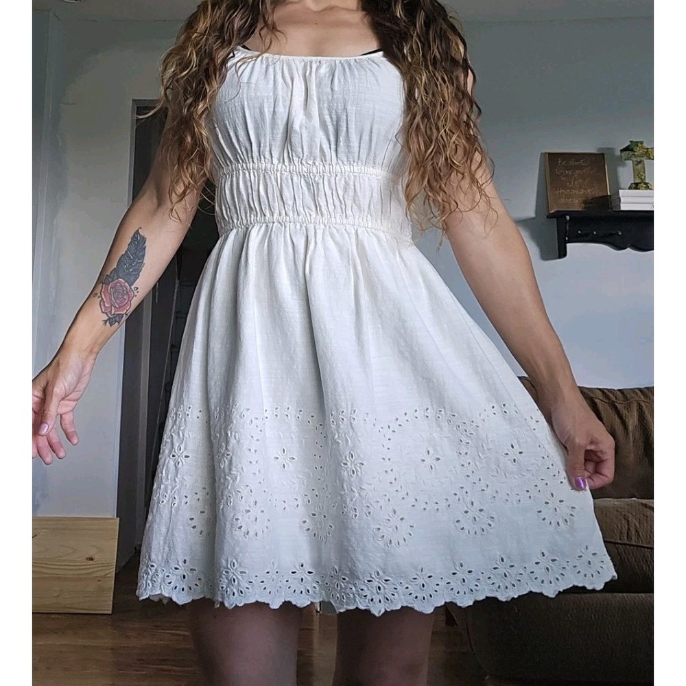 Old Navy S Floral Ruffle Sun Dress Milkmaid Mini Eyelet Boho Ruched Cottagecore